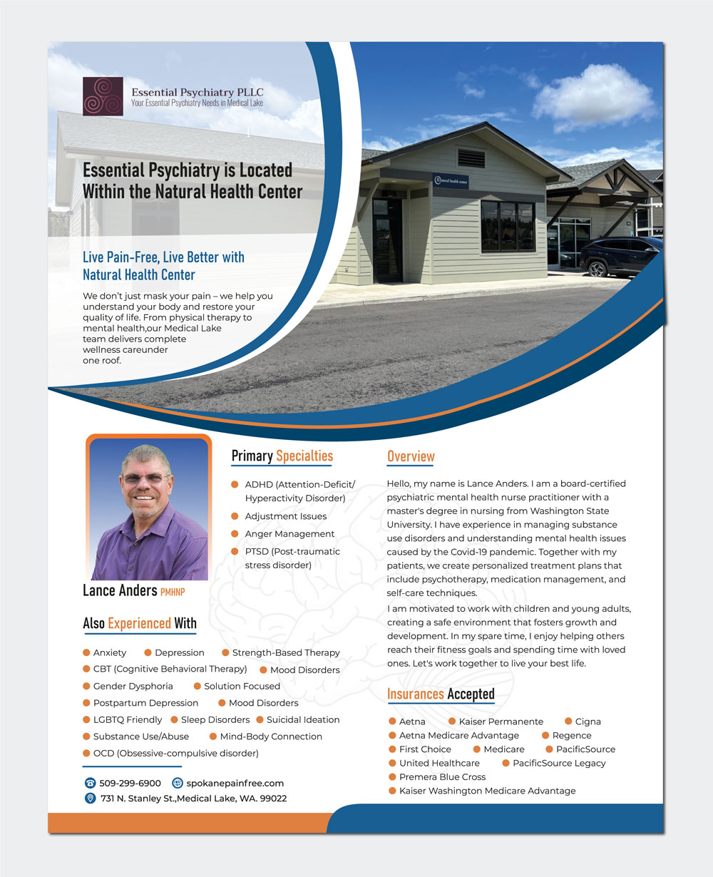 Lance Anders flyer for psychiatric care